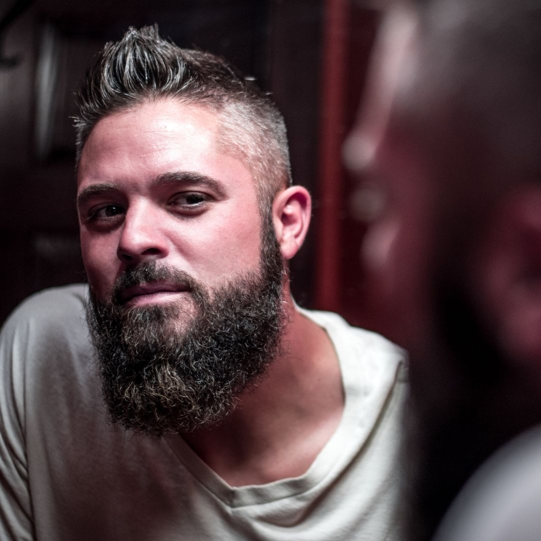 Bearded man after using beard wax