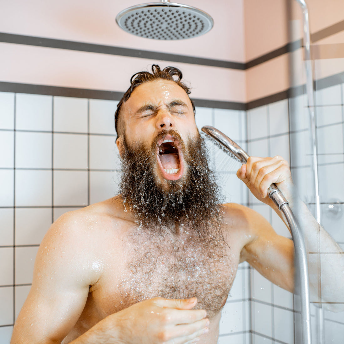washing beard in shower