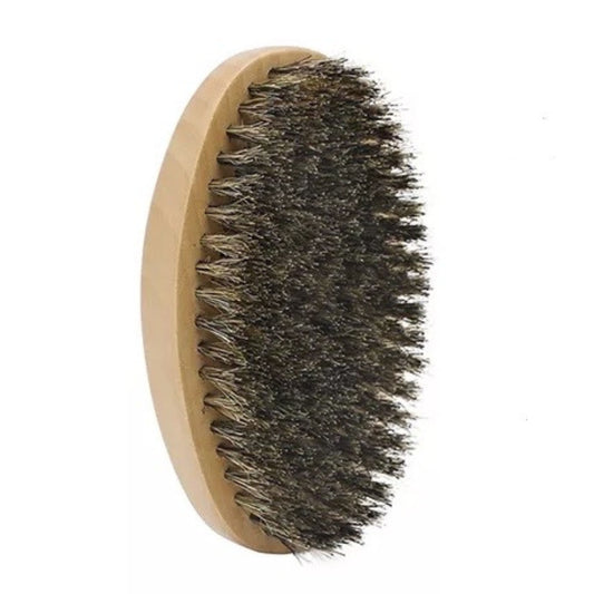 Boar's hair beard brush with wood handle and bristles